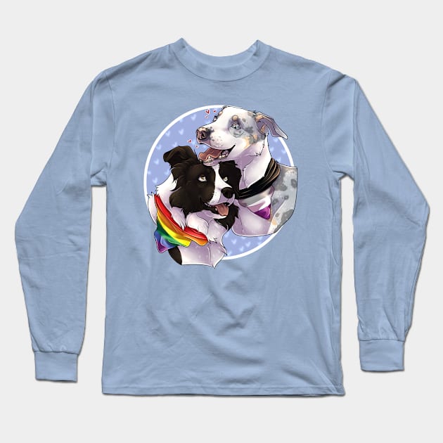 Asexual Pride - Border Collies Long Sleeve T-Shirt by Fox & Roses